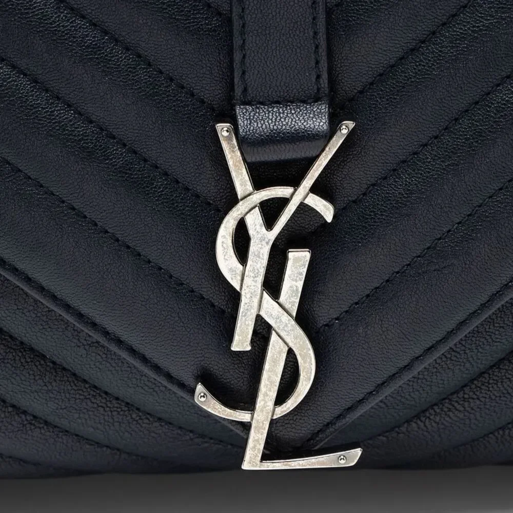 Saint Laurent Matelasse Calfskin Monogram College Large Shoulder Bag